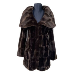 90’s Y2K bebe faux fur oversized shawl collar over coat  women’s size XS Brown